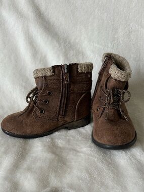 Kids Brown Sherpa-Lined Ankle Boots